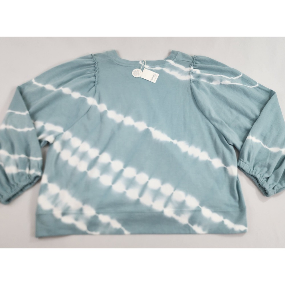 Splendid Sweatshirt Womens 3X Blue Tie Dye Puff Sleeve Cotton RS2K61F NEW